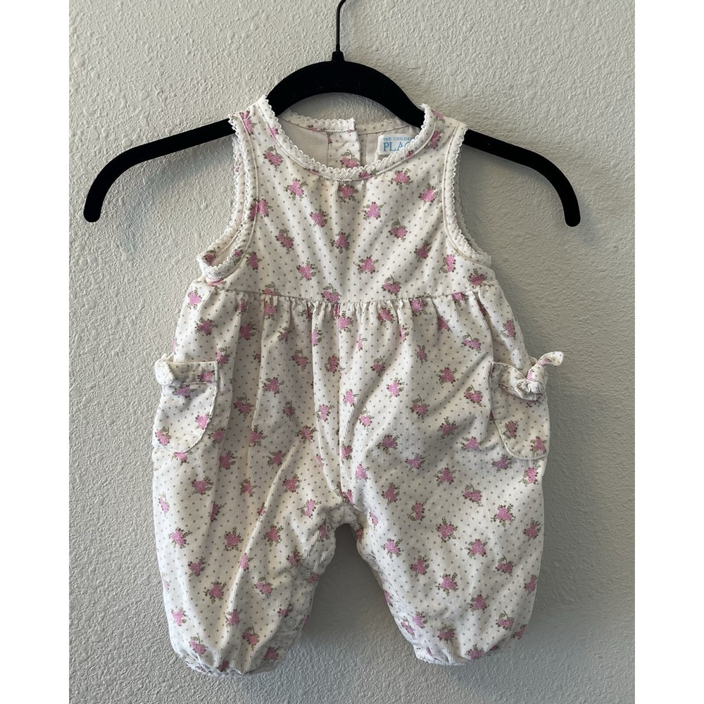 The Children's Place Baby Romper 3-6 Months Corduroy Floral Interior Snaps Cute